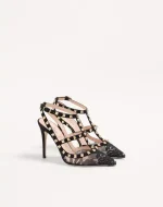 Valentino Rockstud Lace Pump With Straps 100Mm - Image 6